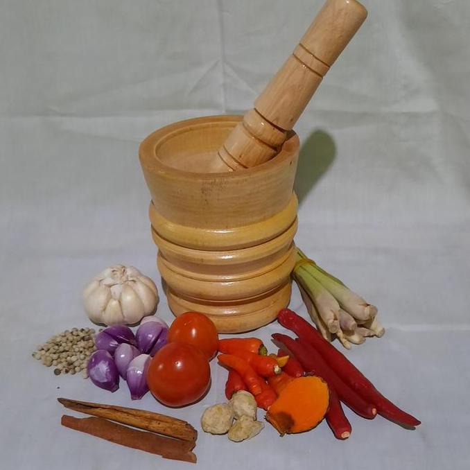 Lumpang Kayu Uk. 12 cm Alat Penumbuk Jamu, Bumbu dan Rujak