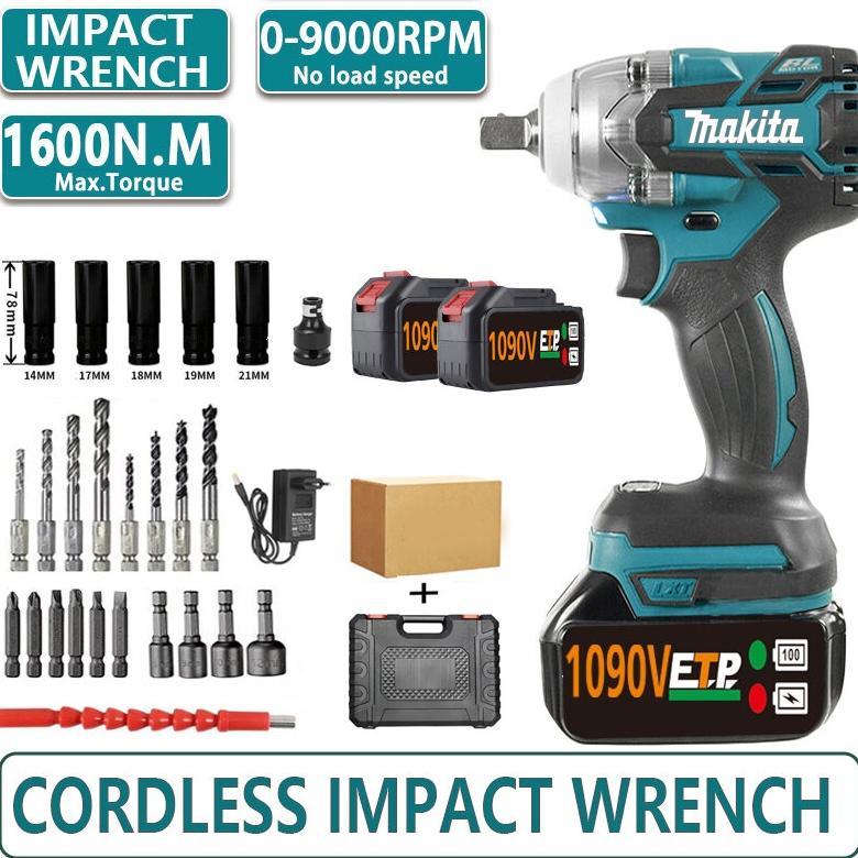 MAKlTA Impact Wrench Brushless 1090V/588V Mesin Bor Impact Baterai Untuk Memudahkan Pemasangan Baut 