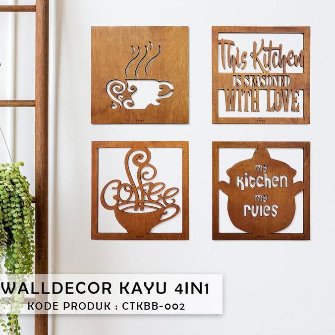 Hiasan dinding kayu tema coffee dapur / hiasan dinding dapur / hiasan ruang makan CTKBB02