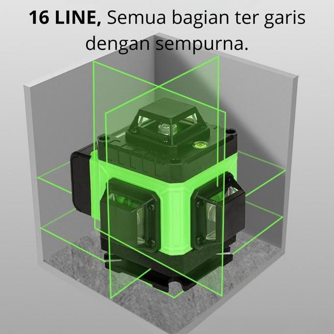 Boos Laser Level 16 Line Self Leveling laser level hijau 2 baterai [terbaik]