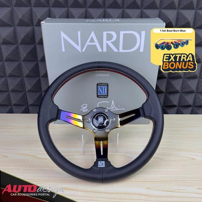 Nardi Stir Racing Mobil Kulit Burntip Blue Titanium Semi Celong Universal Car Baut Original Dan Terp