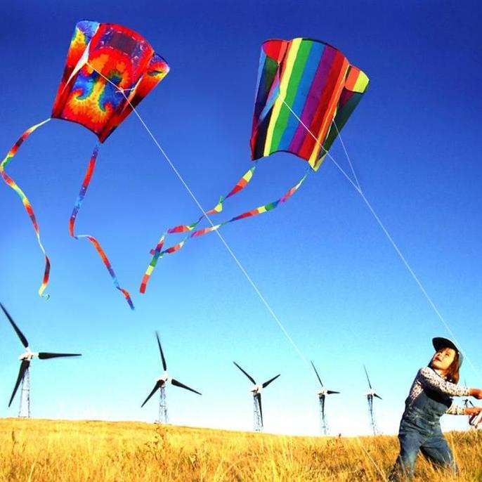 New- Esp Layang-Layang Parafoil Warna Pelangi Dengan Ekor Lembut Ukuran