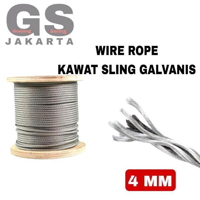 TERMURAH - sling baja 4mm / seling baja 4mm bahan galvanis pesanan khusus