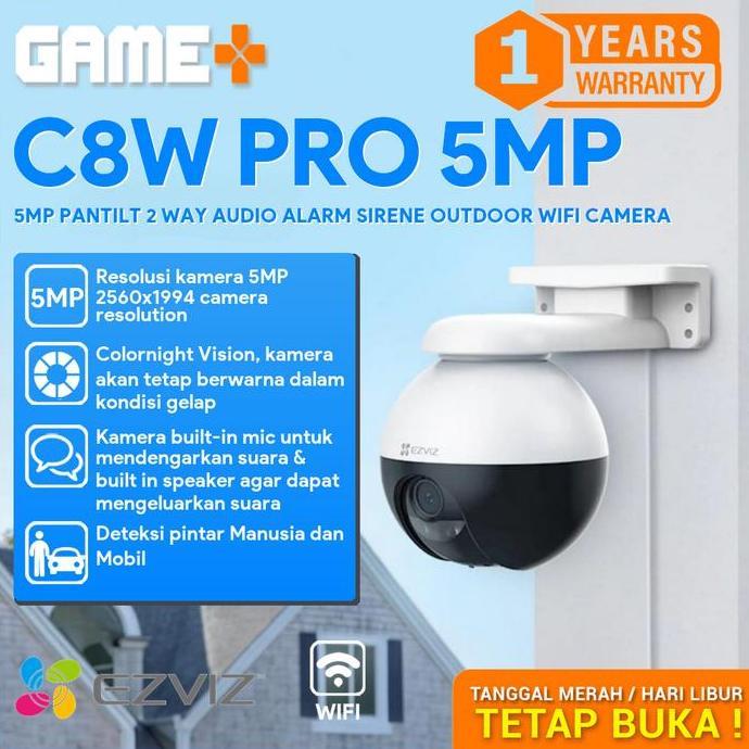 NEW EZVIZ C8W PRO 5MP PANTILT 2 WAY AUDIO ALARM SIRENE OUTDOOR WIFI CAMERA