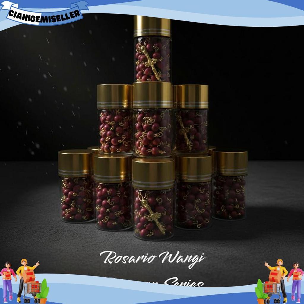 Viral Rosario Kayu Wangi Botol Murah Katolik Grosir Souvenir Kalung Kecil Premium Anak Salib Pria Wa