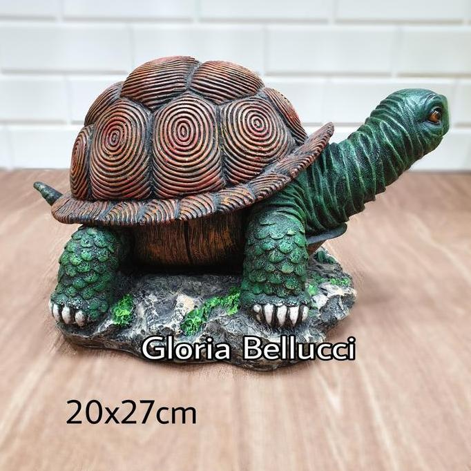 Patung Pajangan Kura2 Sulcata Brazil Kura Kura Dekorasi Taman Kolam