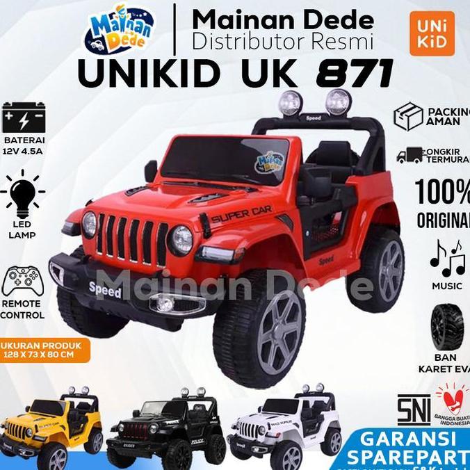 TERBARU Yukita Mainan Mobil Aki Anak Super Jeep Rubicon 938 4x4 BAN KARET Musik MP3 Bluetooth Port M