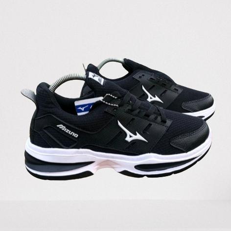 Sepatu Mizuno Pria Model Running Hitam Putih - Sepatu Olahraga Volly - Spatu Sneakers Pria Wanita Or