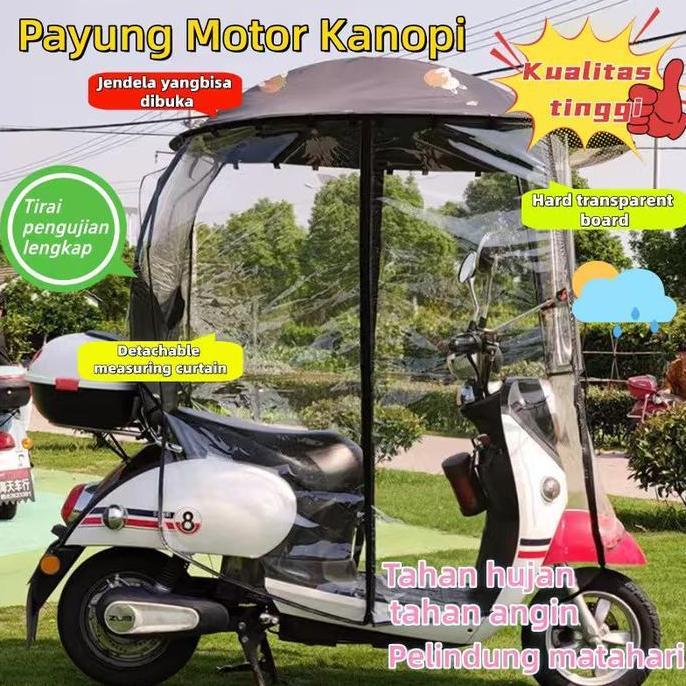 Toko_Karangjaya - Fully Enclosed Electric Motorcycle Canopy Awning Universal Motor