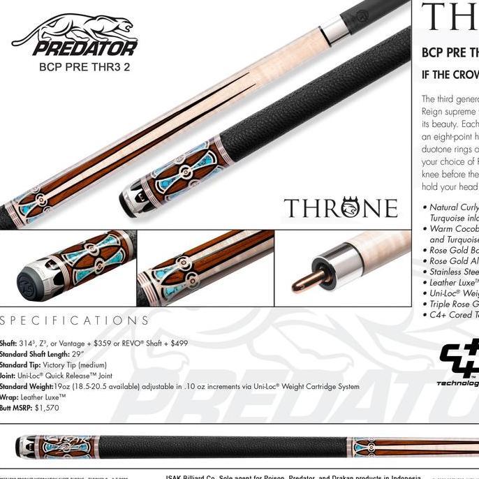 Predator Cue Throne3 2 - Low Deflection Billiard Stick Biliar Stik Ori Terlaris
