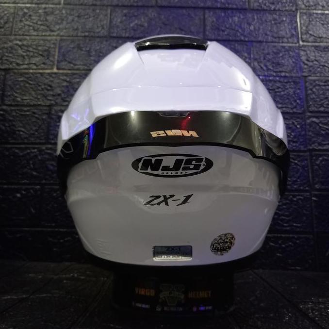 NJS HELM ZX-1 SOLID WHITE DOUBLE VISOR PAKET GANTENG Terlaris