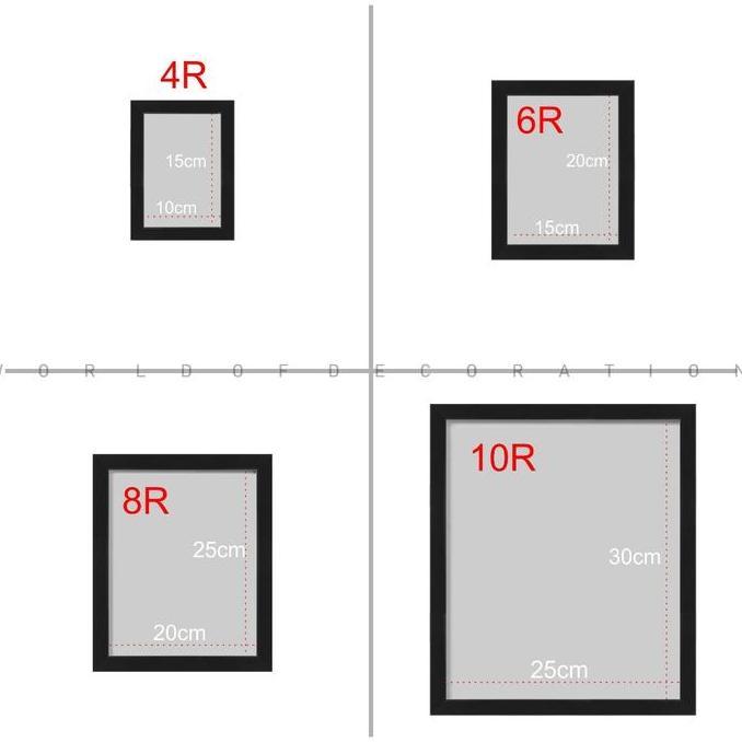 (Allthebest) Pigura Frame Bingkai Foto 4R 6R 8R 10R Minimalist Tanpa Kaca