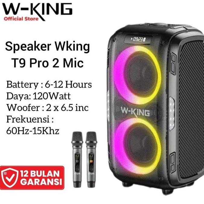 WKING T9 Pro 2 MIC W-KING Speaker Karaoke Bluetooth Wireless Portable