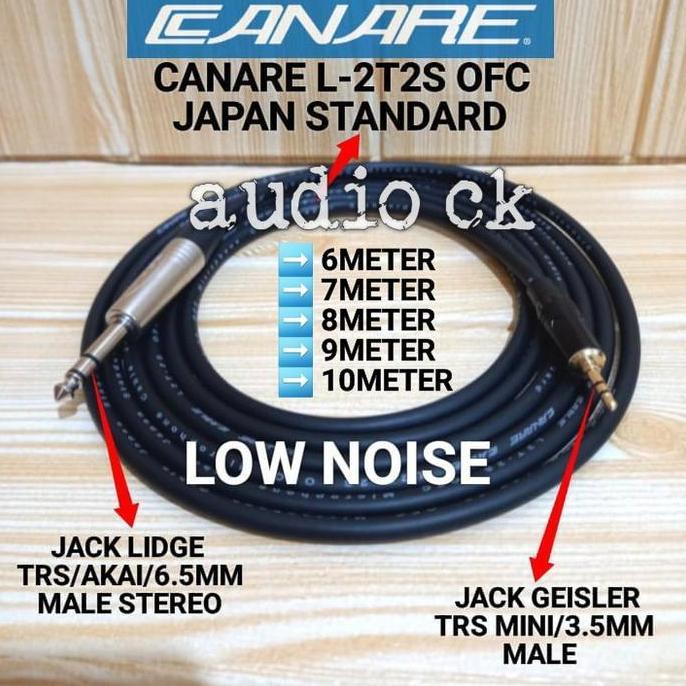 KABEL AUDIO CANARE JACK 3.5MM MALE STEREO TO JACK 6.5MM MALE STEREO 6METER-10METER