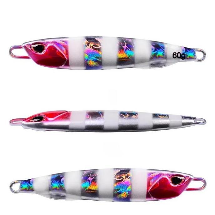 Umpan jigging logam bercahaya 40g/60g, umpan jigging casting lepas pantai, sendok jigging, umpan air