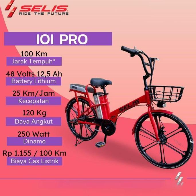 Sepeda listrik Selis tipe IOI Pro Electic Bike Ebike 48V 12,5AH - Black