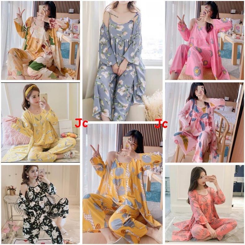 JC- Set Kimono 3in1 PP Import / Baju tidur Kimono Set Kekinian / Set Kimono wanita terbaru