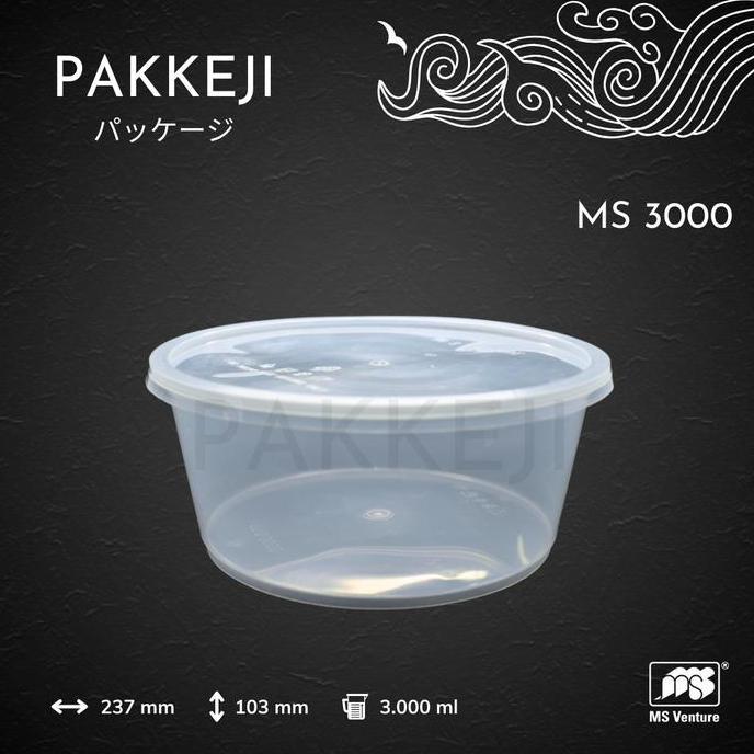 Pakkeji Thinwall Bulat 3000 Ml / Food Container Besar Anti Bocor Ms Venture Ms 3000