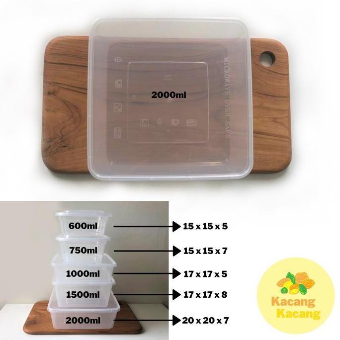 Thinwall Kotak Plastik 2000Ml [20 X 20 X 7] 25Pcs