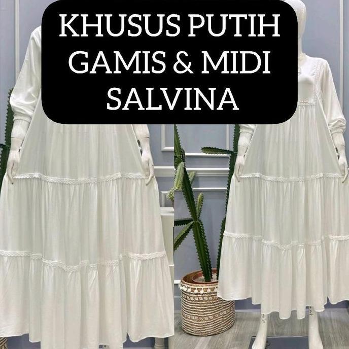 Salvina gamis & Midi khusus putih katun Rayon dll