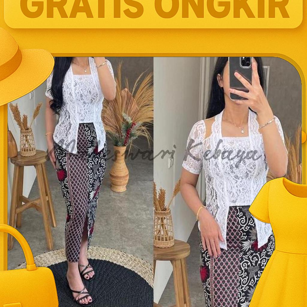 Kebaya Bali Set Modif Bali Putih