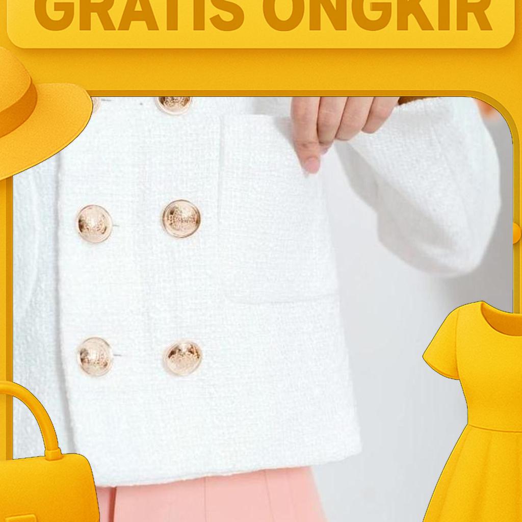 Blazer White Tweed Pocket 004587