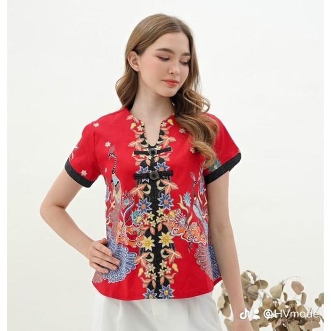 Batik Couple Merah / Baju Imlek Sincia Keluarga Kondangan - BBC Red