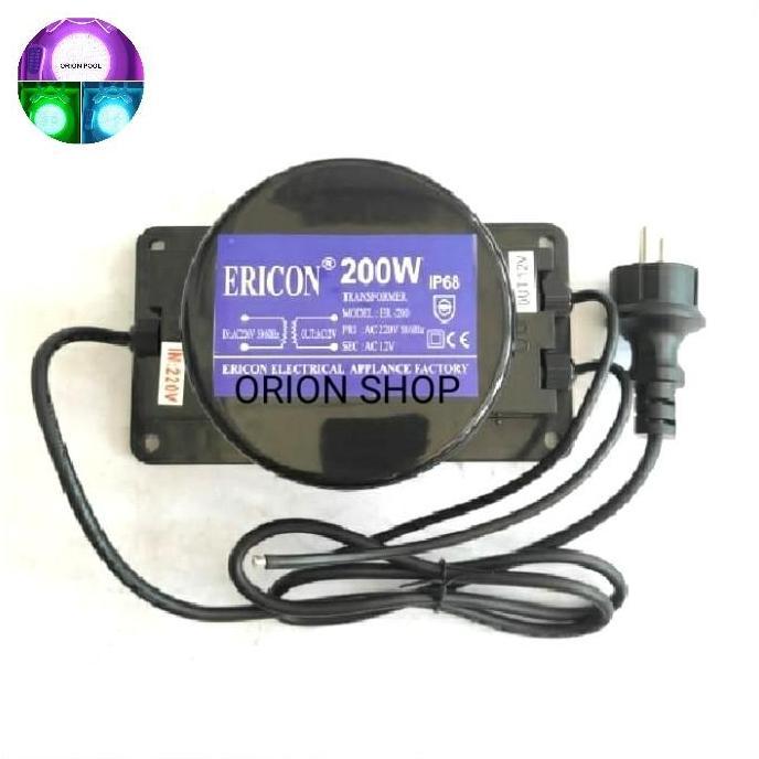 TRAFO LAMPU KOLAM RENANG ERICON 200W - AC 12V IP 68 Promo Premium