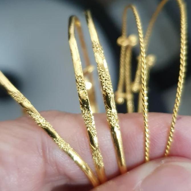 Gelang bayi newborn lilit ulir polos emas asli murni 24k 24 karat 99%