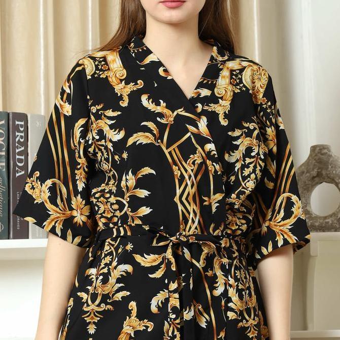 660587 Cynthia Kemuning Kimono set 2 in 1 - Black