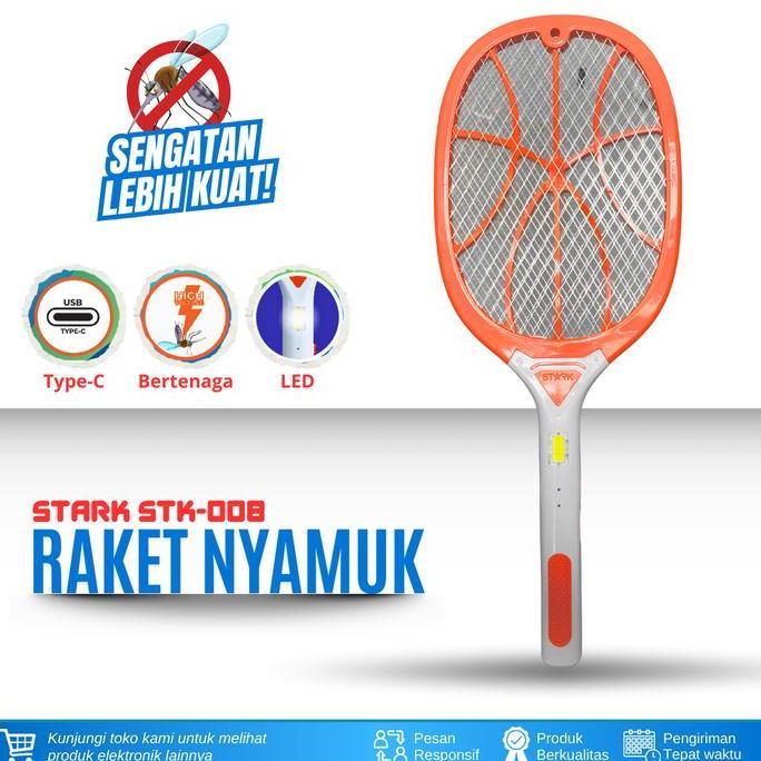 Raket Nyamuk Stark Stk-008 / Raket Nyamuk Usb-Type C / Raket Nyamuk Charger / Raket Nyamuk + Senter 