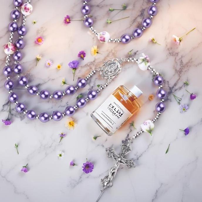 KALUNG ROSARIO BLUE GLOSSY ROSARIO KALUNG KATOLIK MUTIARA SINTETIS 8MM / ROSARIO ASLI KONTAS