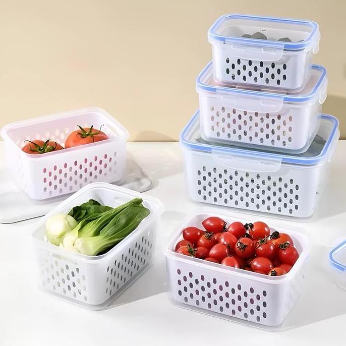 Food Container 2 Set 6pcs Wadah Buah Sayur Kulkas