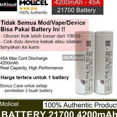 MOLICEL P42A 21700 4200mAh Rechargeable Battery Original