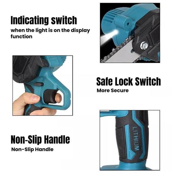 Promo Chainsaw Baterai 8 Inch / Chainsaw 6 Inch 8 Inch Cordless Gergaji Pemotong Kayu Gergaji Listri