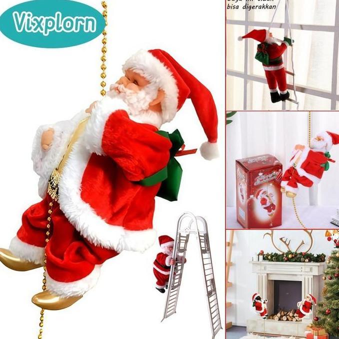 Vixplorn Mainan Santa Claus Mainan Santa Claus Yang Memanjat Tali Santa Claus Elektrik/Santa Claus C