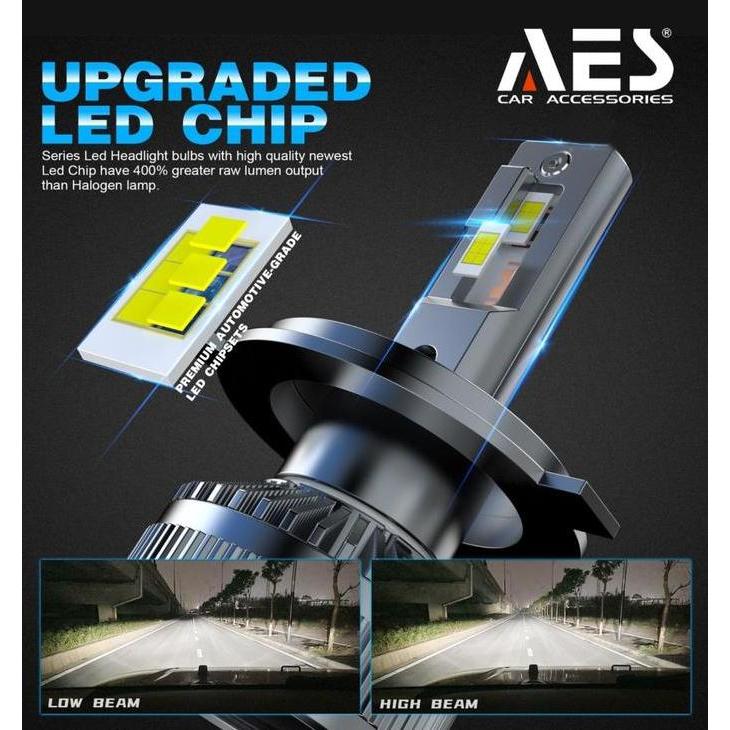 Lampu Led Headlight Turbo AES H4 H11 65 Watt High Quality Lampu Utama H4 AES Original