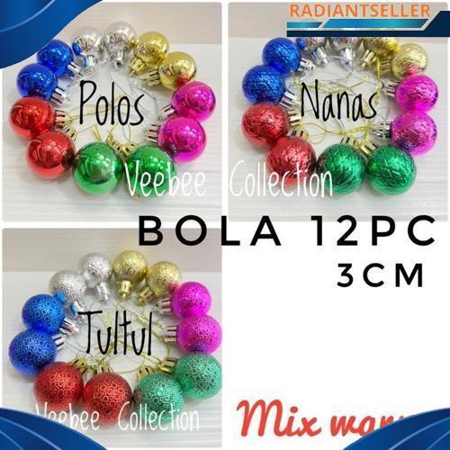 Langsung Kirim Hiasan Bola Pohon Natal 3Cm/ Bola Hias Pohon Natal/ Aksesoris Pohon / Hiasan Natal