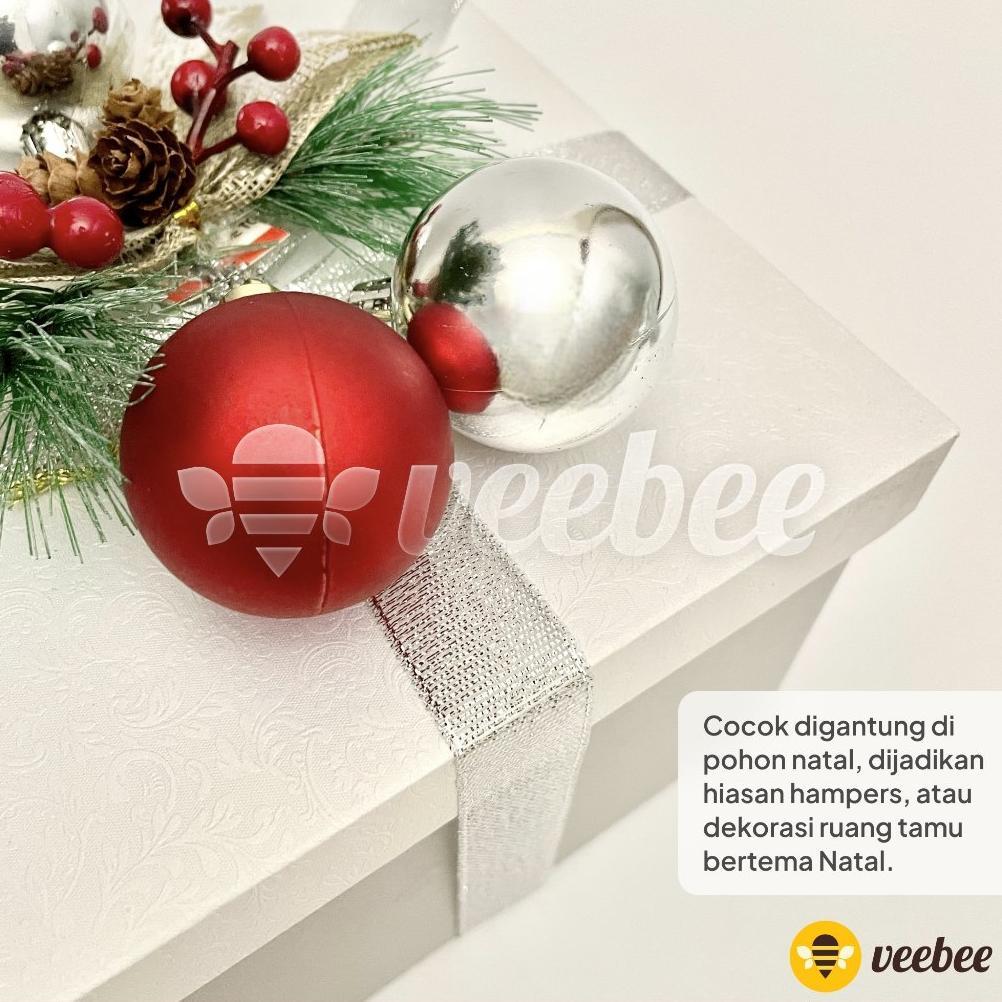 Grosir Bola Natal Plastik 4cm Isi 12pcs (V24) | Hiasan Pohon Natal | Christmas Ornament | Bola Dekor