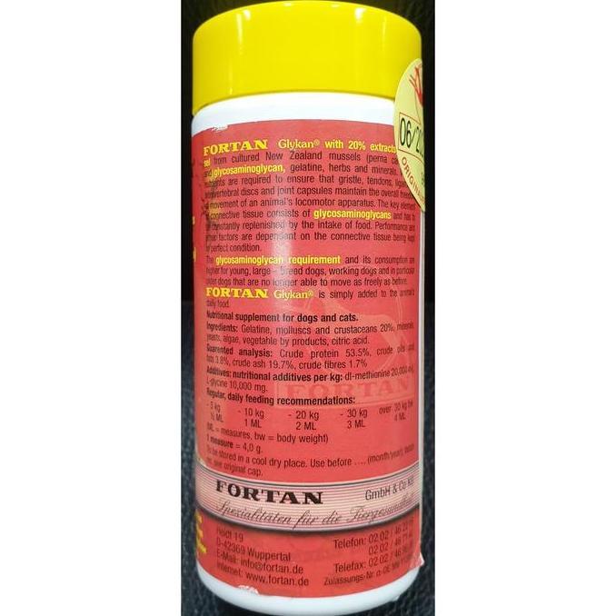 vitamin anjing tua/ vitamin sendi kaki anjing/ fortan glykan 100gr