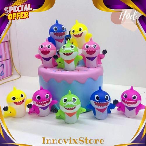 Gradeori Topper Baby Shark Set Lucu Hiasan Kue Ulang Tahun Dekorasi Birthday Cake Mainan Pajangan Ik