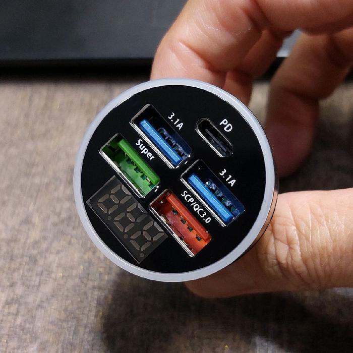 TERLARIS Alat Charger Hp 5 Port + Monitor Aki Realtime