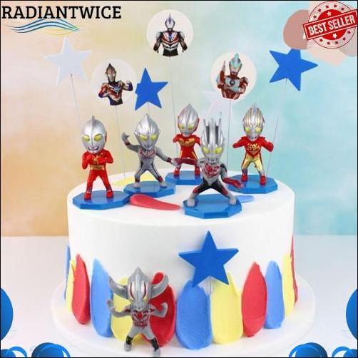 Original 6Pcs / Set Mainan Action Figure Ultraman Ukuran 7Cm / 1 Pc Big Head Ultraman Cute Dekorasi 