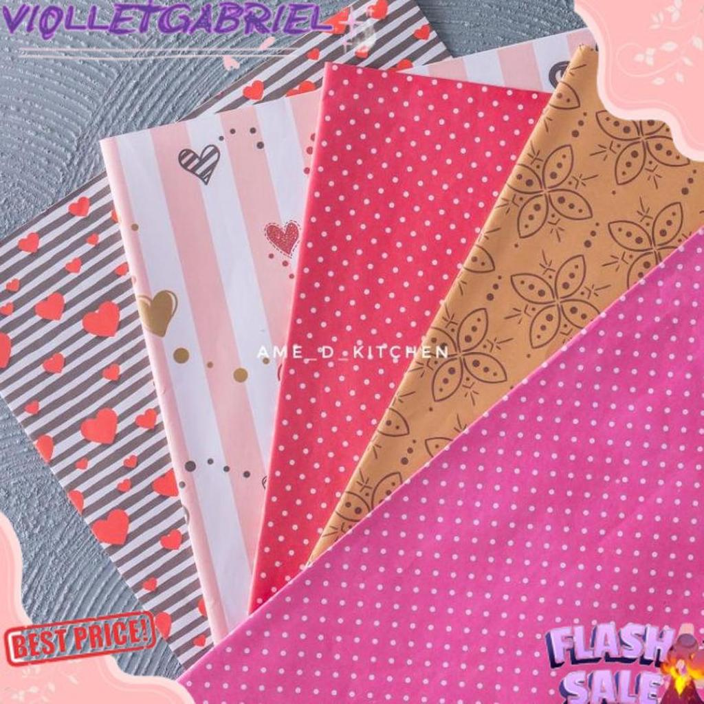 Cuci Gudang Tambahan Packing Kertas Kado Polkadot/Love/Batik + Bubble Wrap + Fragile
