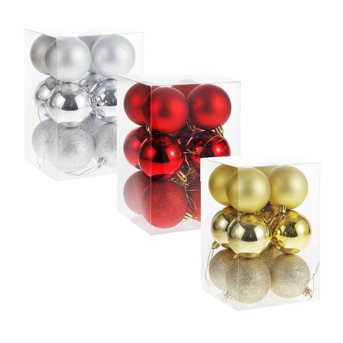 taqtiqtuq Bola Natal Mini Plastik 4cm Isi 12pcs Aksesoris Hiasan Pohon Natal Ornamen Dekorasi Natal