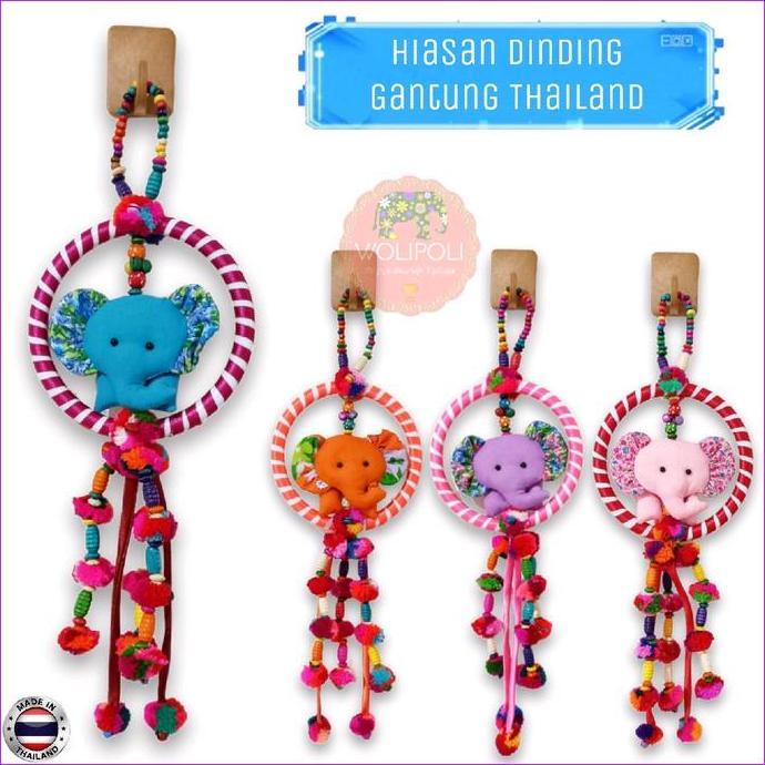 Pajangan Thailand Hiasan Dinding Gantung Gajah Pom Pom | Souvenir Oleh Oleh Buah Thailand Bangkok