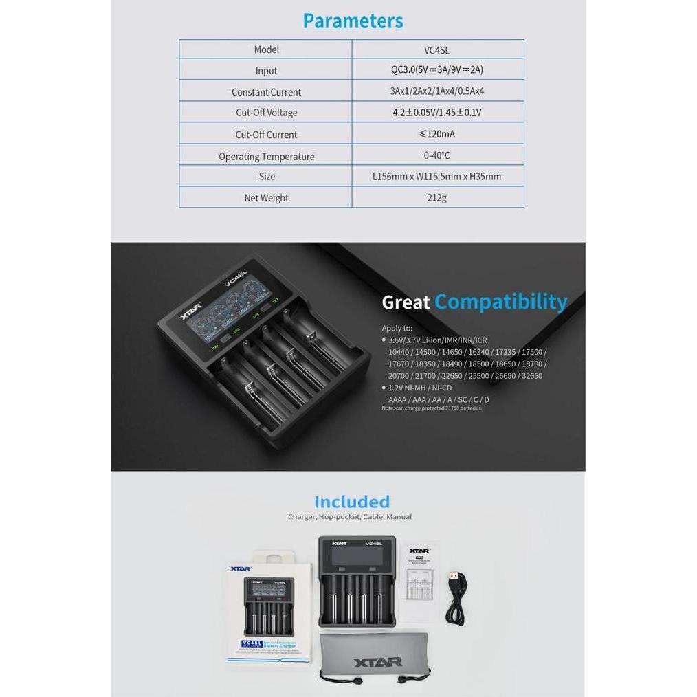 NEW XTAR VC4SL CHARGER FAST CHARGING QC3.0, UPGRADED VERSION FROM VC4S