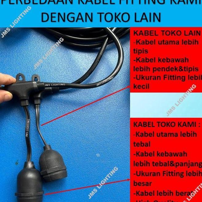 Fitting Lampu Gantung 10Meter 20 Fitting Lampu Outdoor Cafe