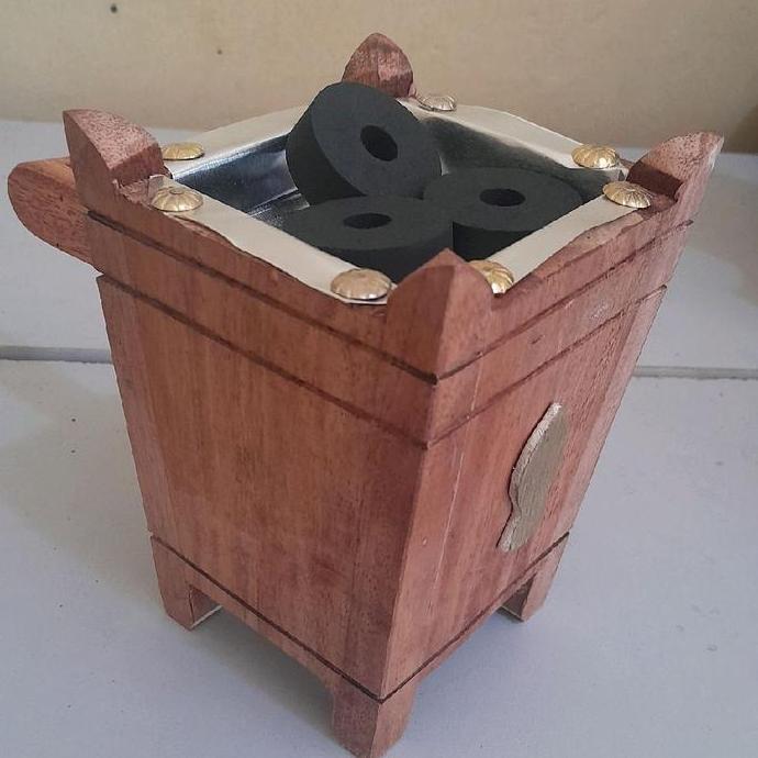prapen kayu mabkhara tinggi +-14cm tempat bakaran bukhur/dupa kerucut