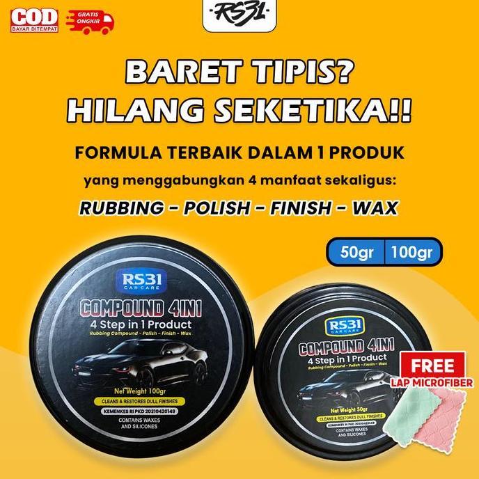 RS31 Penghilang Baret Mobil Motor Helm Compound Polish Shine Protect 4in1 Scratch Remover, Menghilan
